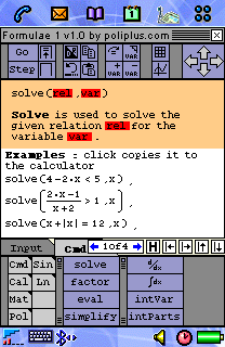 Hilfesystem von F1: Hilfe zu solve()